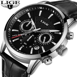 LIGE Fashion Mens Watches Top Brand Luxury Waterproof Military Chronograph Sport Quartz Wrist Watch Men Clock Male Reloj Hombre 210804