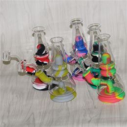 Assemble Waterpipe silicone bong smoking water hookahs glass bongs dab rigs tobacco pipes 7.5 inch with quartz banger nails