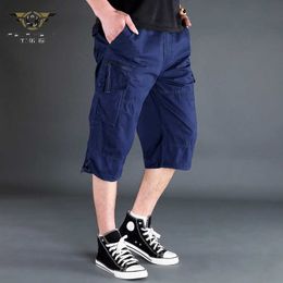 Men's Summer Breeches Cargo Short Pants 3/4 Length Straight Loose Baggy s Boardshort Male Hip Hop Plus Size 4XL 5XL 210714