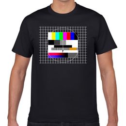 Men's T-Shirts Tops T Shirt Men Tv Test Pattern 90s Party 80s Retro Motto Vintage Funny Harajuku Geek Custom Male Tshirt