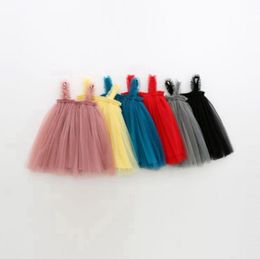 Baby Girls' Sling Mesh Skirt Dress Solid Princess Dress Summer Tutu Skirt Kids Ball-Gown Boutique Clothing 8 Designs BT6458
