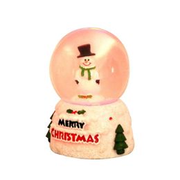 Christmas Decorations Glitter Globe Snow With Resin Santa Tree Snowman Glowing Crystal Glass Ball LED Night Light Birthda