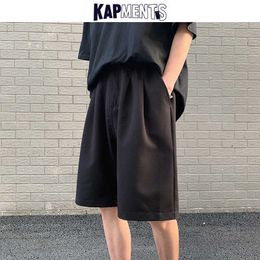 KAPMENTS Men Streetwear Harem Shorts Summer Mens Harajuku 2 Colours Black Loose Sweat Korean Fashions Joggers Pants 210714