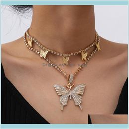 Chains Necklaces & Pendants Jewelrychains Punk Butterfly Necklace Big Pendant Lady Fashion Jewelry Gold/Sliver Drop Delivery 2021 2Bm3W