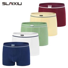 5 Piece/Lot Soft Organic Cotton Boys Kids Underwear Pure Color Baby Boxer For 2-16y Shorts Panties Children's Teenager Underwear 211122
