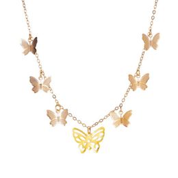 Fashion Small Animal Butterfly Pendant Necklaces Gold Silver Color Clavicle Chain Necklace For Women Jewelry