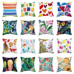 Cushion/Decorative Pillow Flower Leaves Cushion Cover Sofa Decorative Pillows Polyester Case For Living Room Decoration Kussenhoes 45x45 Hom