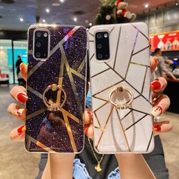 Plating Marble Cases For Samsung A52 A72 A32 A12 M51 A51 A71 S20 FE S21 S10 S9 S8 Plus Note 20 10 Ring Holder Soft Cover