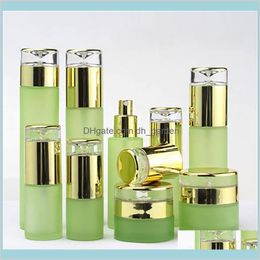Packing Office School Business Industrial 20Ml 30Ml 40Ml 60Ml 80Ml 100Ml 120Ml Green Cosmetic Lotion Bottle Packaging With Plastic Cap