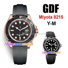 GDF 40mm Y-M M126655 Miyota 8215 Automatic Mens Watch 18K Rose Gold Case Black Dial Cerachrom Bezel Rubber Strap High Quality Watches Timezonewatch E04