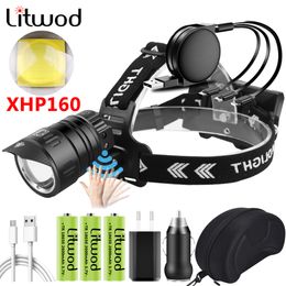 XHP100 Sensor Led Headlamp Headlight Powerbank Head Lamp Flashlight 3 Pcs 18650 Battery Bulbs Zoomable Lithium Ion Litwod 10h