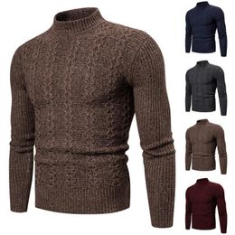 sweaters knits UK - Men's Hoodies & Sweatshirts Mens Long Sleeve Warm Knitted Jumper Tops Solid Sweaters Winter Autumn Slim Fit Pullover Stand Collar