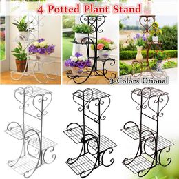 4 Tier Simple Metal Plant Stand Display Shelf Holder Home Indoor Outdoors Office Decor Garden Balcony Flower Pot Storage Rack 210615