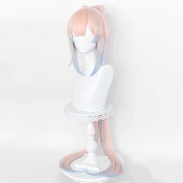 Game Genshin Impact Kokomi Cosplay Wig Long Light Pink Blue Heat Resistant Synthetic Hair s + Cap Y0913