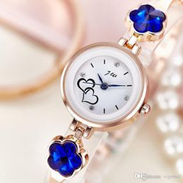 Woman fashion Clover dress watches feminine Bracelets Blue Rhinestone student Bracelet diamond Lady Quartz watch Lovers girl gift