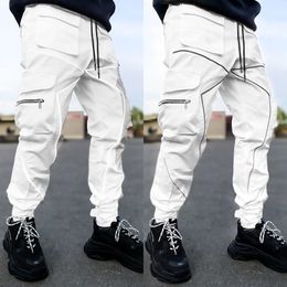 GODLIKEU Mens Striped Multi Pocket Sports Fitness Hip Hop Jogger Trousers Casual Cargo Pants Loose Plus Size Pant
