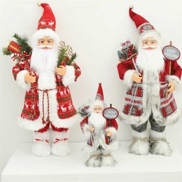 2022 Big Santa Claus Decor Year Gift Standing Doll Christmas Tree Decoration Navidad Christmas Gift Toy for Kid 30/45 Cm 211104