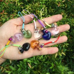 Mini Hearts Bottles Crafts with Nylon Rope Key Chains Bracelets Jars Glass Mixed Colour 70pcs Free Shippinghigh qty