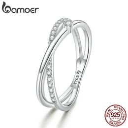 Silver Rings Intertwined Lines Finger for Women 925 Sterling Fine Jewelry Plated platinum BSR138 211217