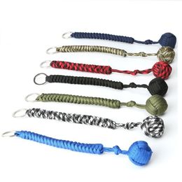 Rope Braided Chain Outdoor Self-defense Weapons Beads Round Self Defense Keychain For Women FHL513-WY1695