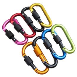 100Pcs/lot 8cm Quickdraw D Type Outdoor Camping Hiking Carabiner With Screw Lock Hook Survival Mountain Travel EDC Key Tool