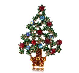 2021 Wholesale Colorful Crystal Rhinestone Christmas tree Pin Brooch Christmas gifts Jewelry Fashion Apparel brooches