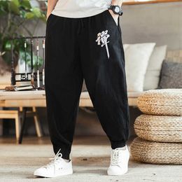 Men Harem Pants Japanese Casual Cotton Linen Trouser Man Jogger Pants Chinese Baggy Pants Male Chinese Traditional Harajuku Y0927