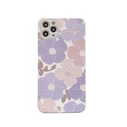 Mobile Phone Shell Simple Lavender Flower Pattern 11Pro/12mini Suitable For Ip XS MAX/XR Soft Shell Huawei P40pro Mobile Phone Protective Cover Fashion Shockproof