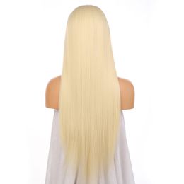 Long 18 20 22 24 26 28 30 inch Blonde Straight Wigs for Black Women Headband Wigs High Temperature Synthetic Hair Wigsfactory direct