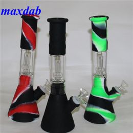 Silicone oil Rig Bongs 290mm hookah Dab beaker bong smoking Glass Water pipe with glass bowl quartz banger nail