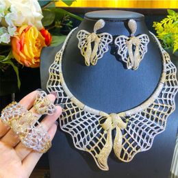 Earrings & Necklace Blachette Fashion Luxury Boutique African Mesh Bracelet Ring 4PCS Bridal Wedding Banquet Jewellery Set