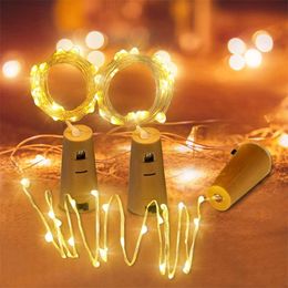 Included Batteries 10PCS 1M 2M LED String Lamps Wine Bottle Stopper Light Cork Shaped For Party Wedding Decoration Lights Lamp 211104