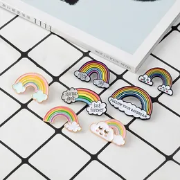 Cute Enamel Rainbow Cloud Brooch Pins Cartoon Lapel Pin for Women Men Top Dress Cosage Fashion Jewellery Will and Sandy