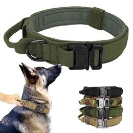 Military Tactical Dog Collar German Shepard Medium Large Dog Collars For Walking Training Duarable Dog Collar Control Handle 210729