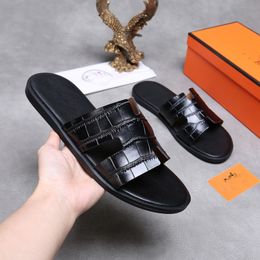 40% Discount Italy TOP Ace Classic luxury designer Slipper Men Sandals Shoes Slippers leather brand casual fashion with original box