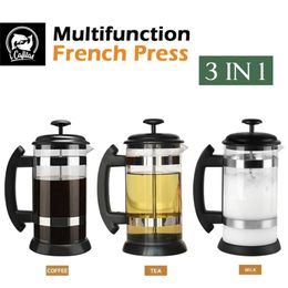 Pot French Press Heat-Resistant Pots Delicate Plunger Tea Durable Milk Frother Coffee Kettles 1000ml 210408