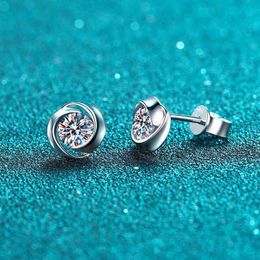 Classic 925 Sterling Silver 0.5 Carat Pass Diamond Tester Brilliant Cut D Colour Moissanite Wheel Stud Earrings Women Jewellery