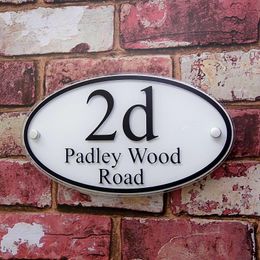 House Number Details About Modern Sign Door Address Plates Custom Glass Effect "Oval" Other Hardware