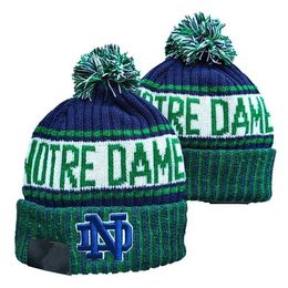 NEW Men's 32 Teams ND NCAA Knitted Beanie Cap Wool Warm Sport Striped Sideline North USA Texas College Cuffed Pom Beanie Hats Bonnet Be
