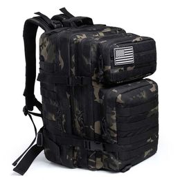 50L Camouflage Army Backpack Men Military Tactical Bags Assault Molle backpack Hunting Trekking Rucksack Waterproof Bug Out Bag 211025