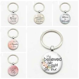 Fashion She Believes Yourself Can Keychain Key Ring Jewellery Pendant Convex Glass As Gift Personality