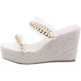 Slippers 2021 Women Fashion Rope Comfort Platform Female Wedge Sandals Casual Transparent Chain Open Toe Ladies