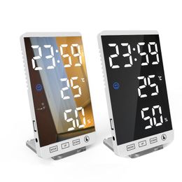 Other Clocks & Accessories Digital Alarm Clock Weather Station With Temperature Humidity Hygrometer Bedside Wake Up Mirror Scree