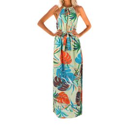 long floral beach dresses UK - Vestidos De Verano Fashion Women Print Boho Floral Long Maxi Dress Sleeveless Evening Party Summer Beach Sundress Casual Dresses