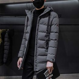 Теплый зимний мужской куртки пальто с капюшоном толстые хлопчатобумажные пальто Parkas Coats мужская мода одежда повседневная Zipper одежда 211104