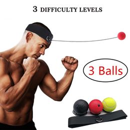 Boxing Reflex Balls Punching Ball Raising Speed Reaction Agility Hand Eye Training Headband Gym Fitness 3 Difficulty Levels Softer Tennis Fight Skill Coordination