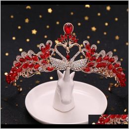 Clips & Barrettes Drop Delivery 2021 Bridal Jewelry Korean Crystal Crown Hair Band Childrens Dress Catwalk Tiara Prom Headdress Accessories Q