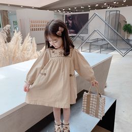 Girls dress 2021 spring new Korean embroidered long sleeve baby princess dress Q0716