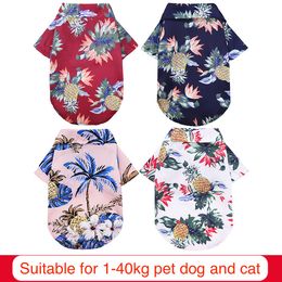 Гаваиская рубашка сублимационные заготовки собаки одежда собаки одежда шифоновая полиэстер вентиляция вентиляционная весна летние жилеты бульдог праздник морской кокосовое дерево 4 цвета XXL
