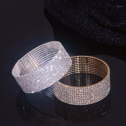 Bangle Sparking Bling Rhinestone Crystal Open Cuff Bangles For Women Luxury Charm Bracelet Bridal Wedding Party Jewellery Gifts